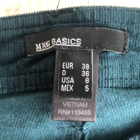 MANGO Basics Emerald Green Mid Rise Skinny Corduroy Pant Size 6 - Picture 8 of 10